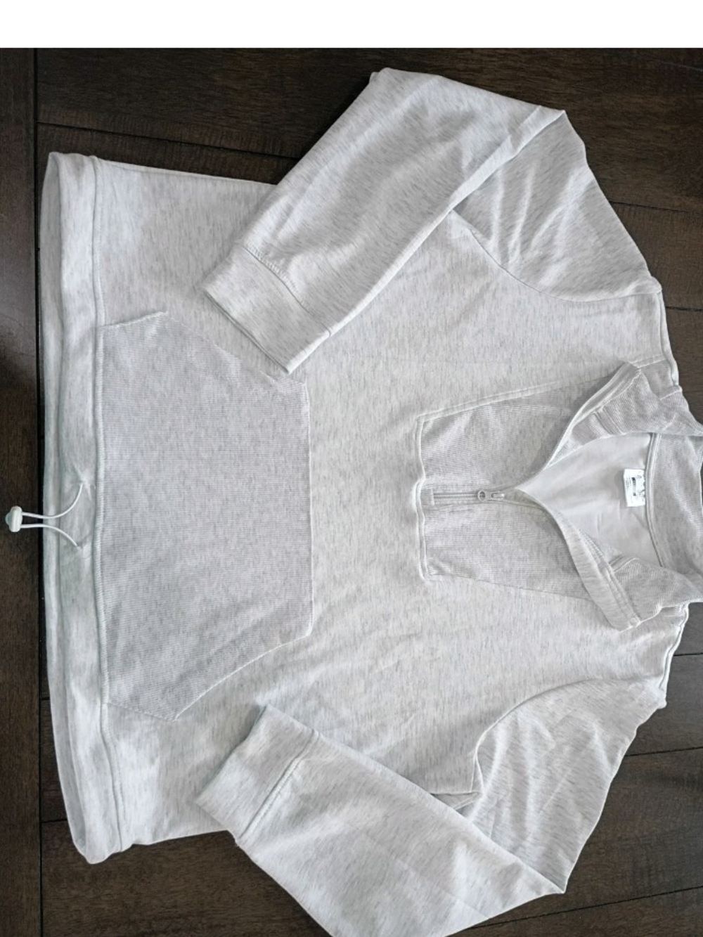 Laundry By Shelli Segal Light Gray Quarter-Zip Pullover Hoodie